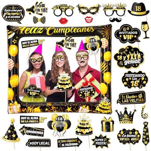 HOWAF 28pcs 18¡ã compleanno party Photo Booth accessori di scena nero oro 18¡ã compleanno party accessori di scena e grande compleanno gonfiabile festa di compleanno Photo Booth cornice compleanno HOWAF 28pcs 18¡ã compleanno party Photo Booth accessori di scena nero oro 18¡ã compleanno party accessori di scena e grande compleanno gonfiabile festa di compleanno Photo Booth cornice compleanno