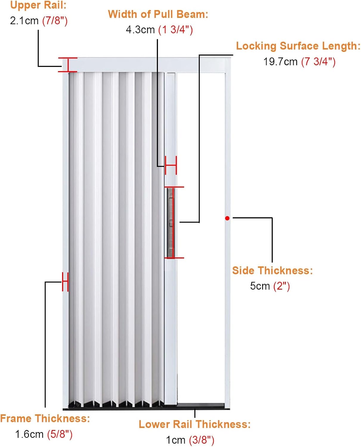 White Accordion Door - 23x80in Folding Interior Door, Metal Sliding Room Divider with Hardware, Ideal for Kitchen, Bedroom, Laundry Room - Space-Saving Design