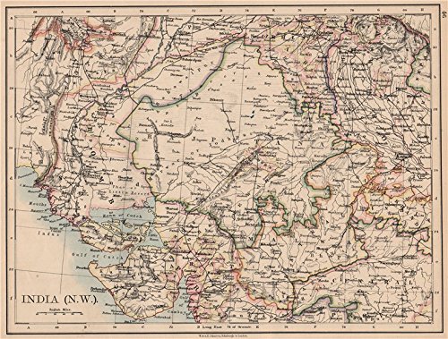 BRITISH INDIA NW. Rajputana (Rajasthan) Sindh Gujarat Malwa. JOHNSTON, 1897 map