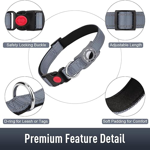 Miniatura 5 de Airtag - Collar de perro para perros pequeños, collares reflectantes con soporte para AirTag, hebilla de bloqueo de seguridad acolchada suave y