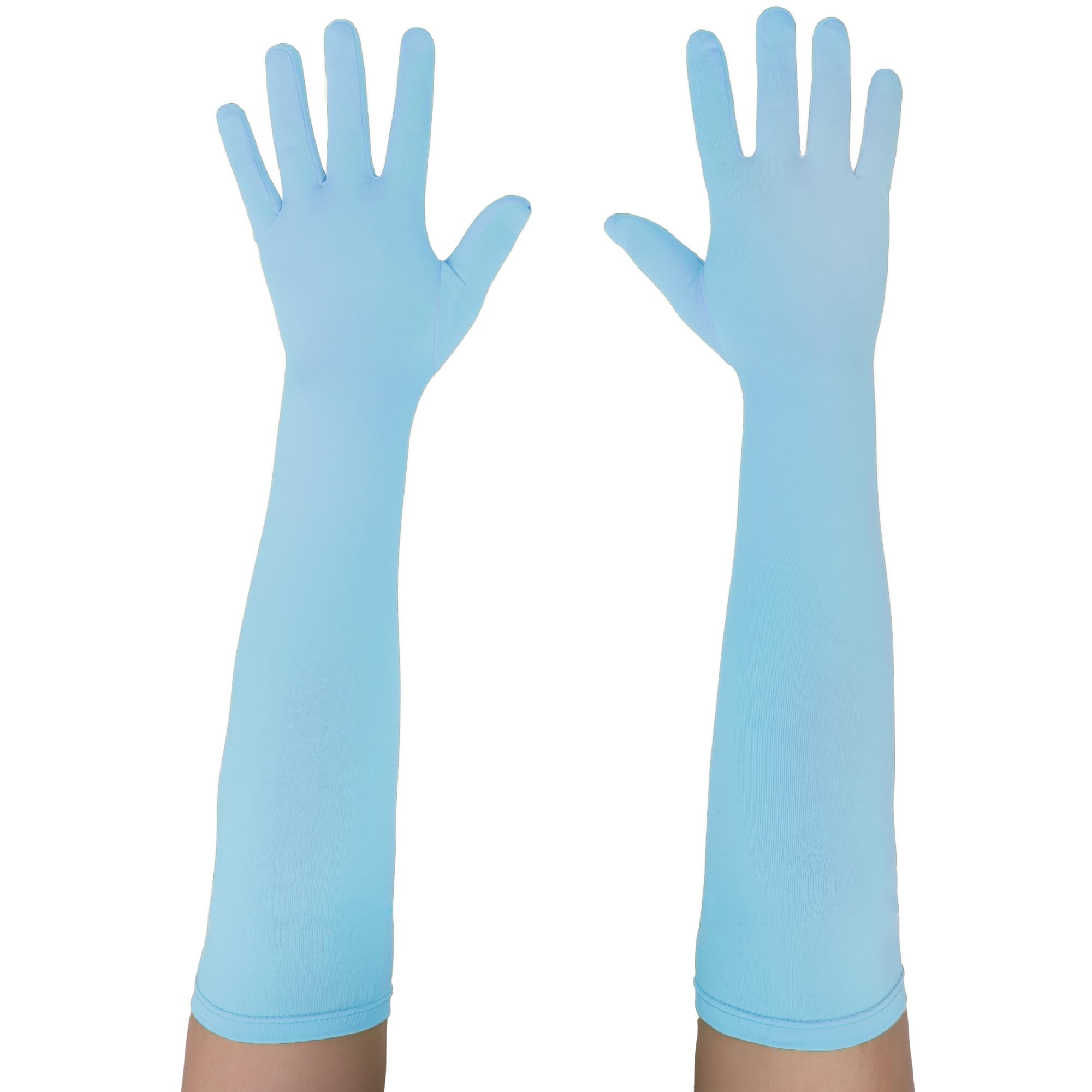 Seeksmile Long Gloves Unisex Adult 18" Length Spandex Stretchy Cosplay Costume Gloves, Light Blue, One size