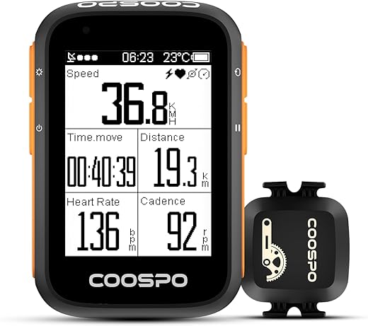 COOSPO Bike Computer Wireless GPS, Bike Speedometer with Auto Backlight, Bluetooth ANT Cycling GPS Computer, Bicycle Computer BC200 with Waterproof, Compatible with CooSporide app