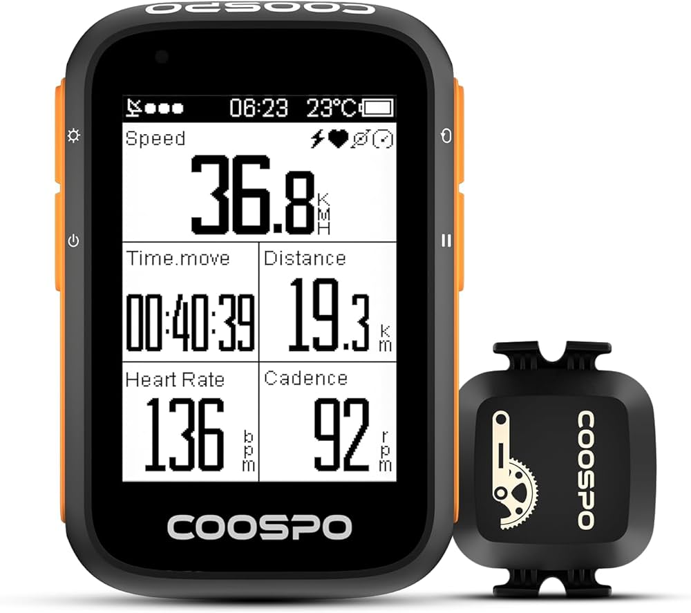 GPS バイクコンピューター 心拍&ケイデンスセンサー&マウント付き