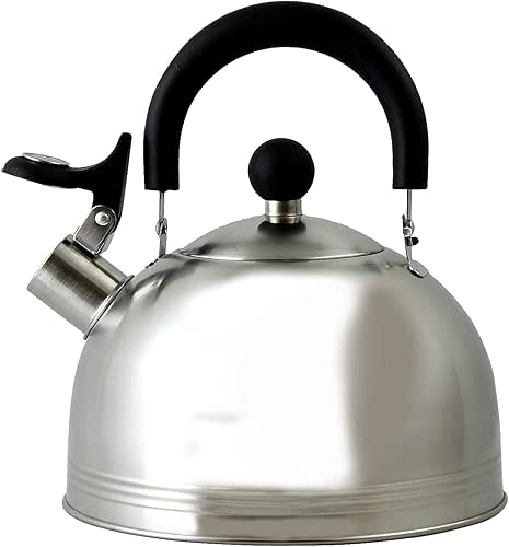 Mr. Coffee Carterton Stainless Steel Whistling Tea Kettle – 1.5-Quart