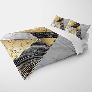 YANFENQI California King Flannel Duvet Cover Marble Texture Printed Geometric for Camping Quilt for Kids Teens Adults (California King,104