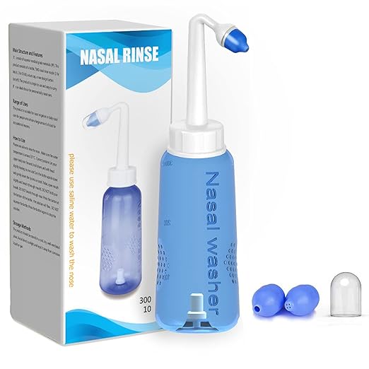 REHTRAD 300ml Neti Pots?Nasal Cleaner?Nasal wash System Nose Wash Bottle with ON/Off Lock Button Sinus Rinse For Adults Children Nose Care (300 ml)