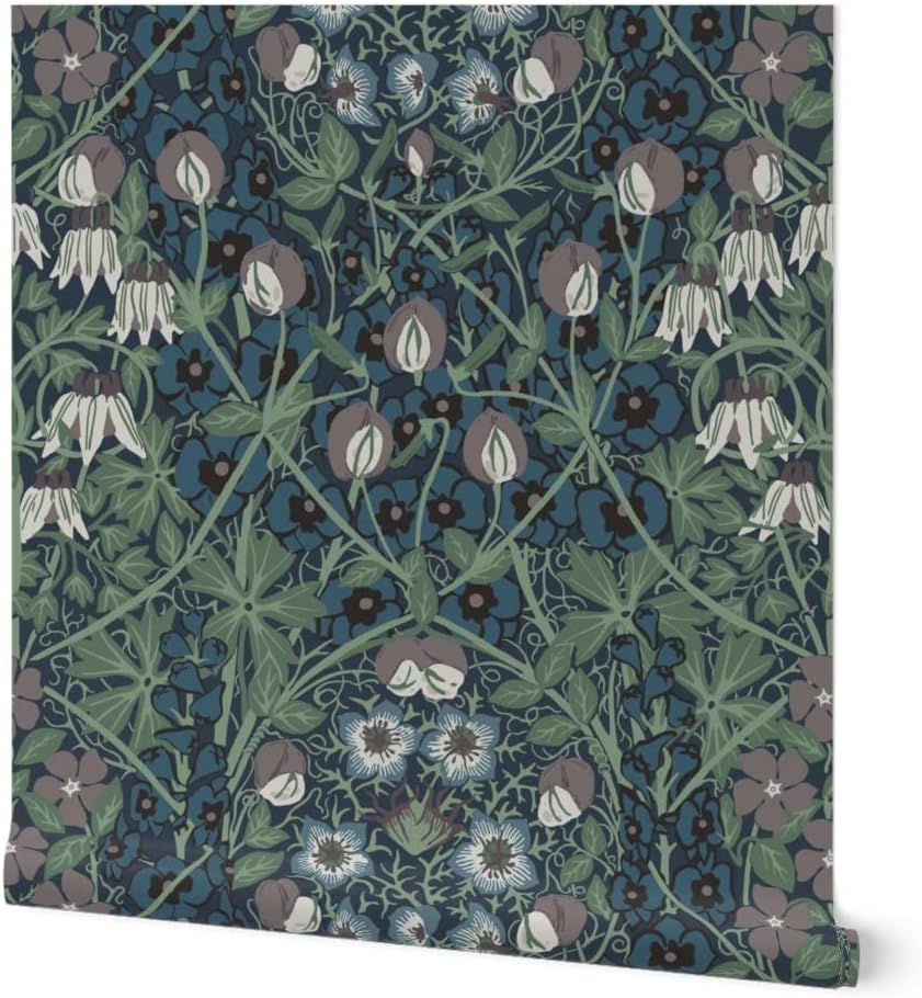 Removable Wallpaper Swatch - William Morris Antique Floral Victorian Damask Vintage Botanical Large Scale Garden Custom Pre-Pasted Wallpaper by Spoonflower