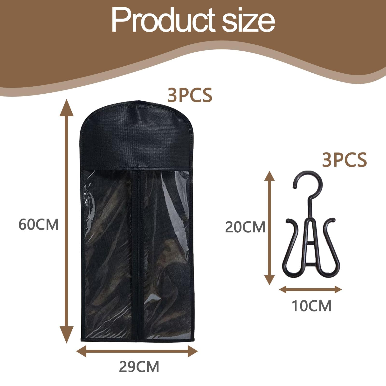 6PCS Wig Storage Set 60 * 29cm,Keep Hair Clean and Organized,Wig Hanger Holds Multiple Wigs of Various Styles and Lengths Let Short Long Straight Wavy Curly Hair Prevent Dirt and Moisture - Image 2