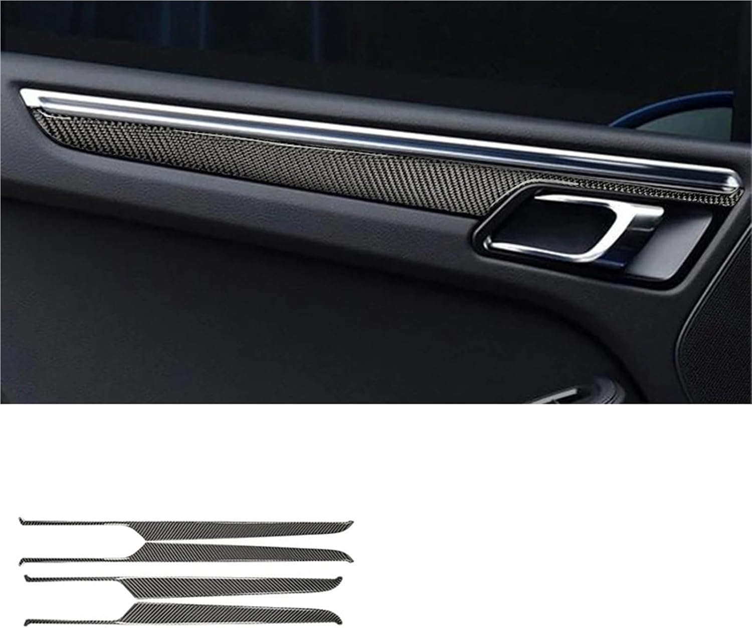 Compatible with Porsche Macan 2015-2018 Carbon Fiber Roadster Inner Door Pull Handle Trim Strips Interior Decoration Sticker Accessorie