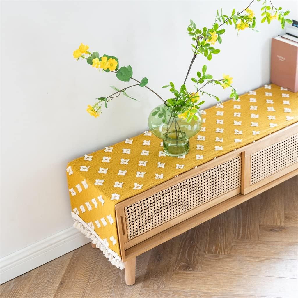 Cross Tassel Rectangular Table Cloth Dining Table Side Shoes Cabinet Cover Towel Decorative Table Flag(30 * 140cm)