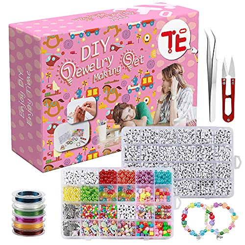 DIY Letter Beads for Jewelry Making Set, Colorful Charms, Alphabet Beads, Elastic String and Accessories, Custom Necklaces, Friendship Letter Beads for Bracelets, Arts and Crafts, and Decorations