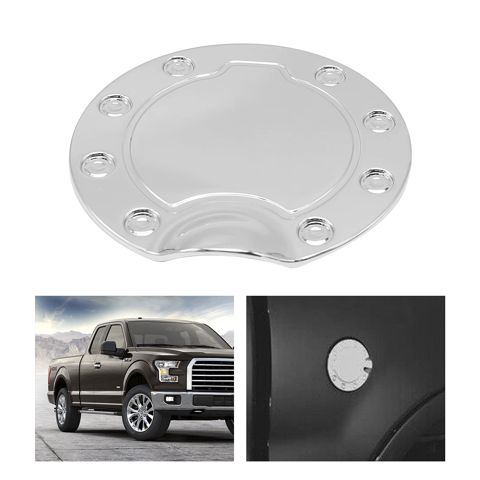 Linskip Chrome Fuel Tank Cover Trim For Ford F150 & Raptor 2021-Present (Chrome B Type) - View #9