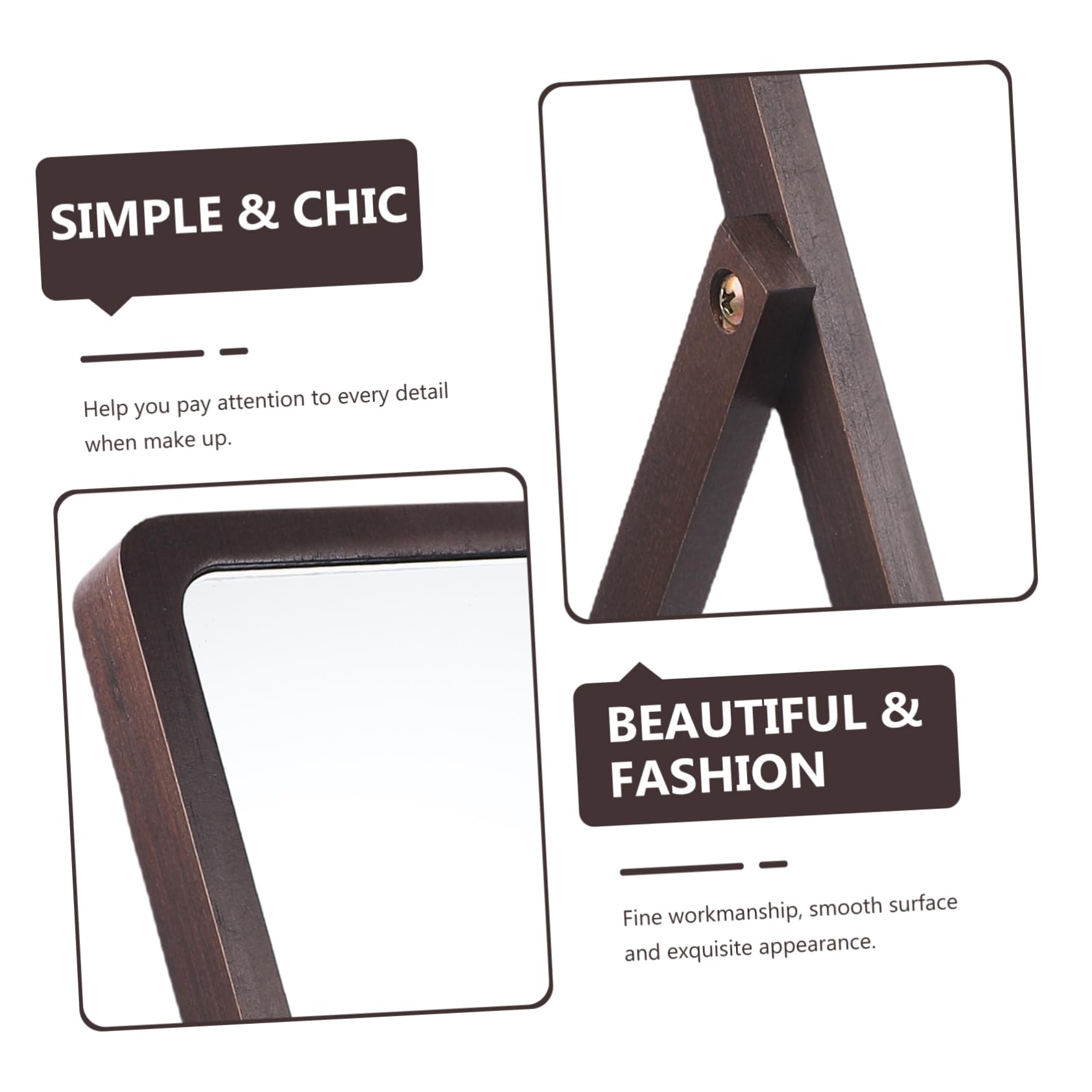 Espejo de Maquillaje de Escritorio de Madera Espejo de Tocador Hogar Plegable para Maquillaje el Dormitorio