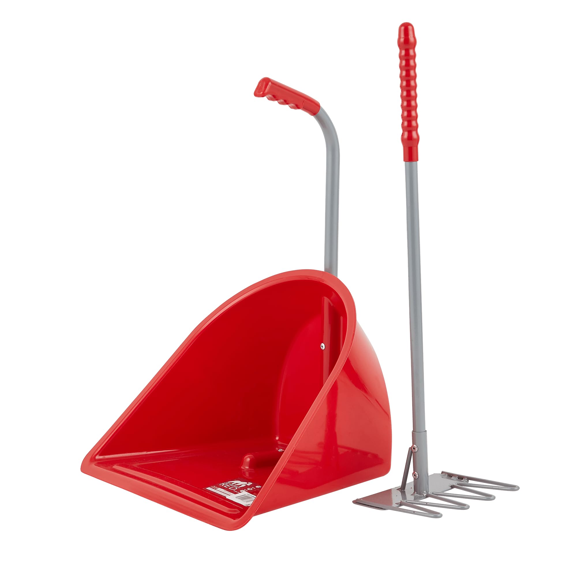 Tidee Red Gorilla Official TEENIE in Red with Short Traditional Rake Horse Manure Shovel Scoop Small Lightweight Suitable for Children Dustpan Set for Paddock Stable Horsebox or Garden Waste