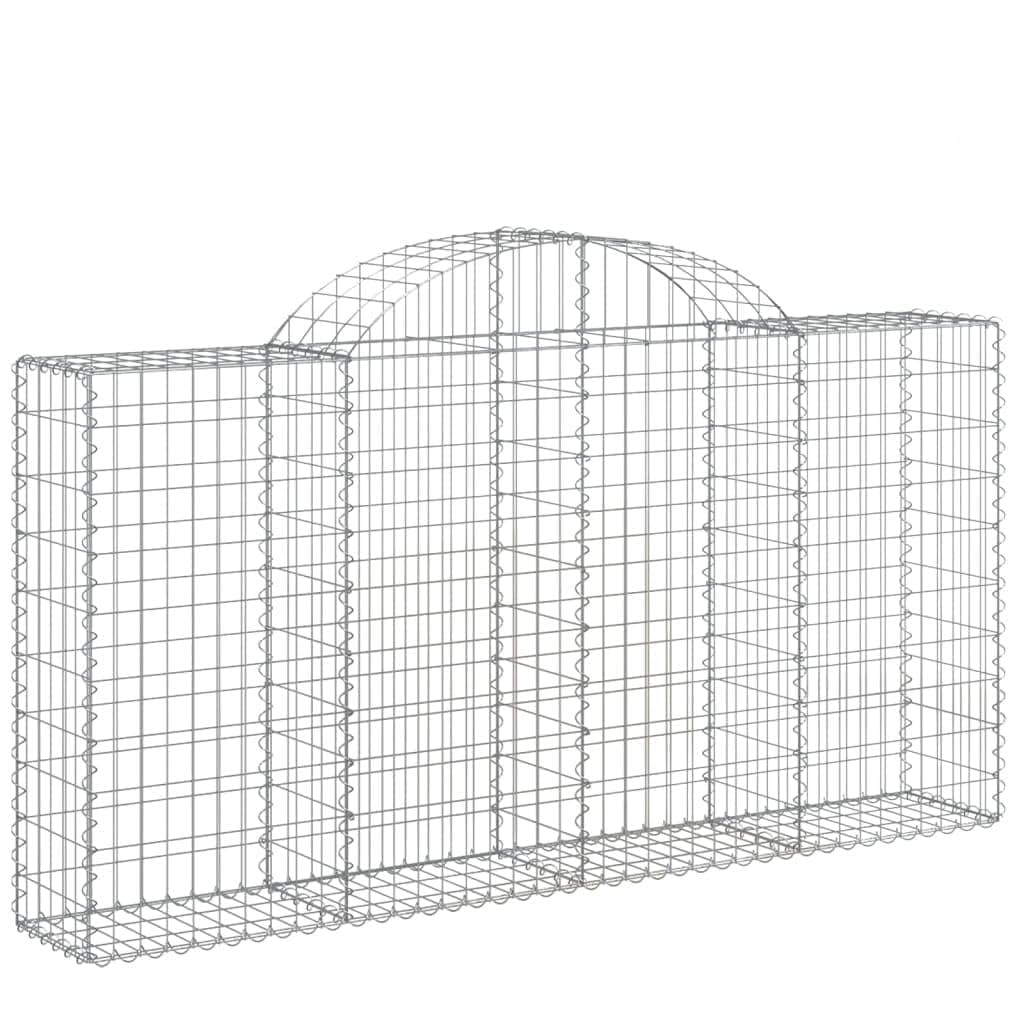 DYRJDJWIDHW Arched Gabion Baskets 15 pcs 200x30x100/120 cm Galvanised Iron Decorative Garden Fence Sound Insulation Retaining Wall for Backyard Landscape