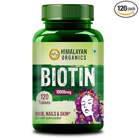 Himalayan Organics Biotin 10000mcg for Hair Growth Tablets - 120