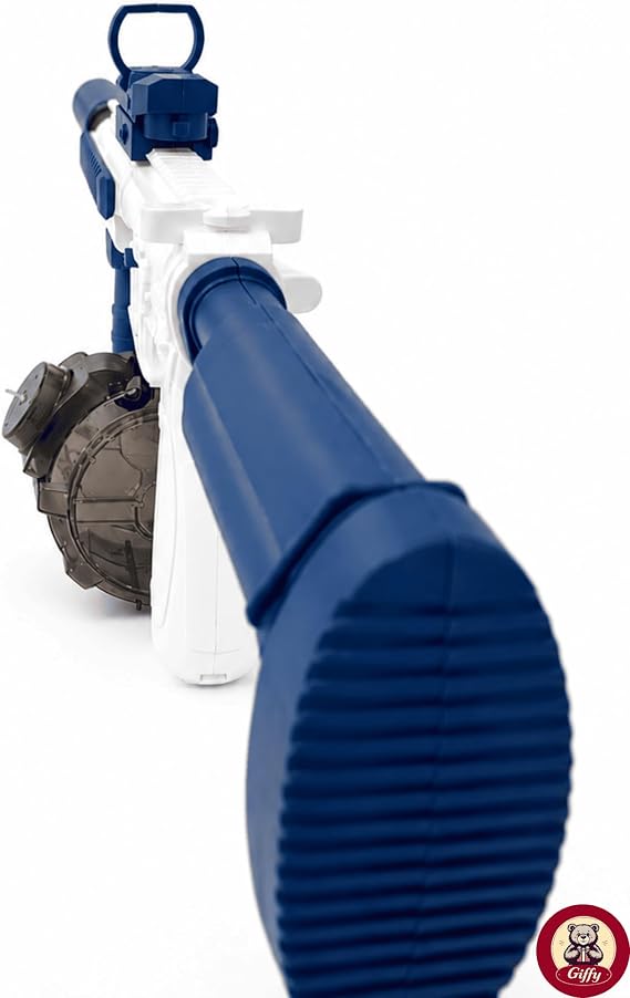 M416 Su Tabancası, Mavi-Beyaz ve Sarı-Siyah, LED Işıklı, 500 ML Kapasite, 8 Metre Menzil, Şarjlı, 65 CM (Mavi)