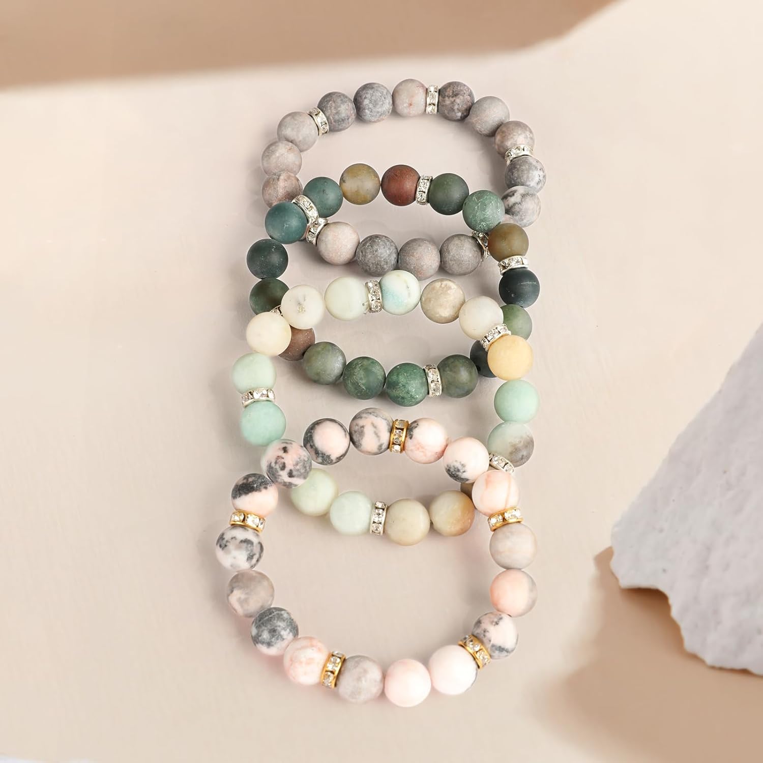 Pure Natural Round Gemstone Bracelet Healing Crystal Stretch Beaded Bracelet Suitable for Men and Women