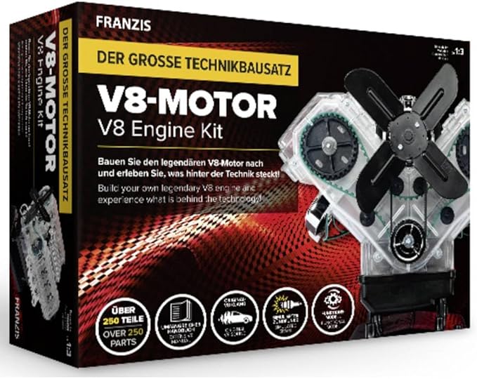 Franzis 67114 große Technikbausatz V8-Motor: Baue den legendären V8-Motor nach und erlebe was hinter der Technik steckt!