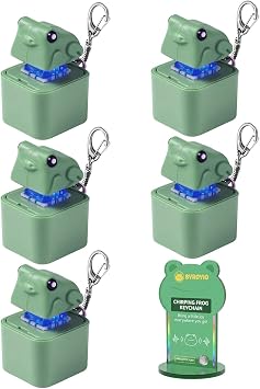 Chirping Frog Keychain, 2026 Upgraded Frog Sound Keycaps with LED Lights, Rechargeable Keyboard Frogs Fidget Clicker, Llavero de Rana con Sonido for Adults Anxiety ReliefGreen*5