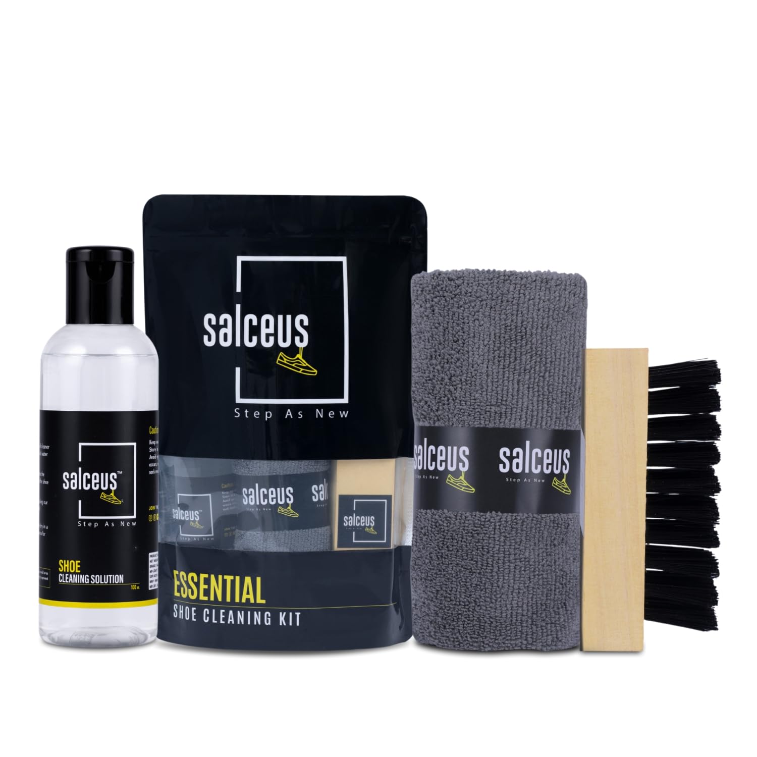 SALCEUS Essential Shoe Cleaning Kit, 100 ml Shoe Cleaner Solution, 1 Soft Bristle Brush, 1 Microfiber Cloth, All-Purpose Cleaner Kit for Sneakers, White Shoes, Sports Shoes, Removes Stains and Dirt (B0D6RFHHQK) Amazon Price History, Amazon Price Tracker