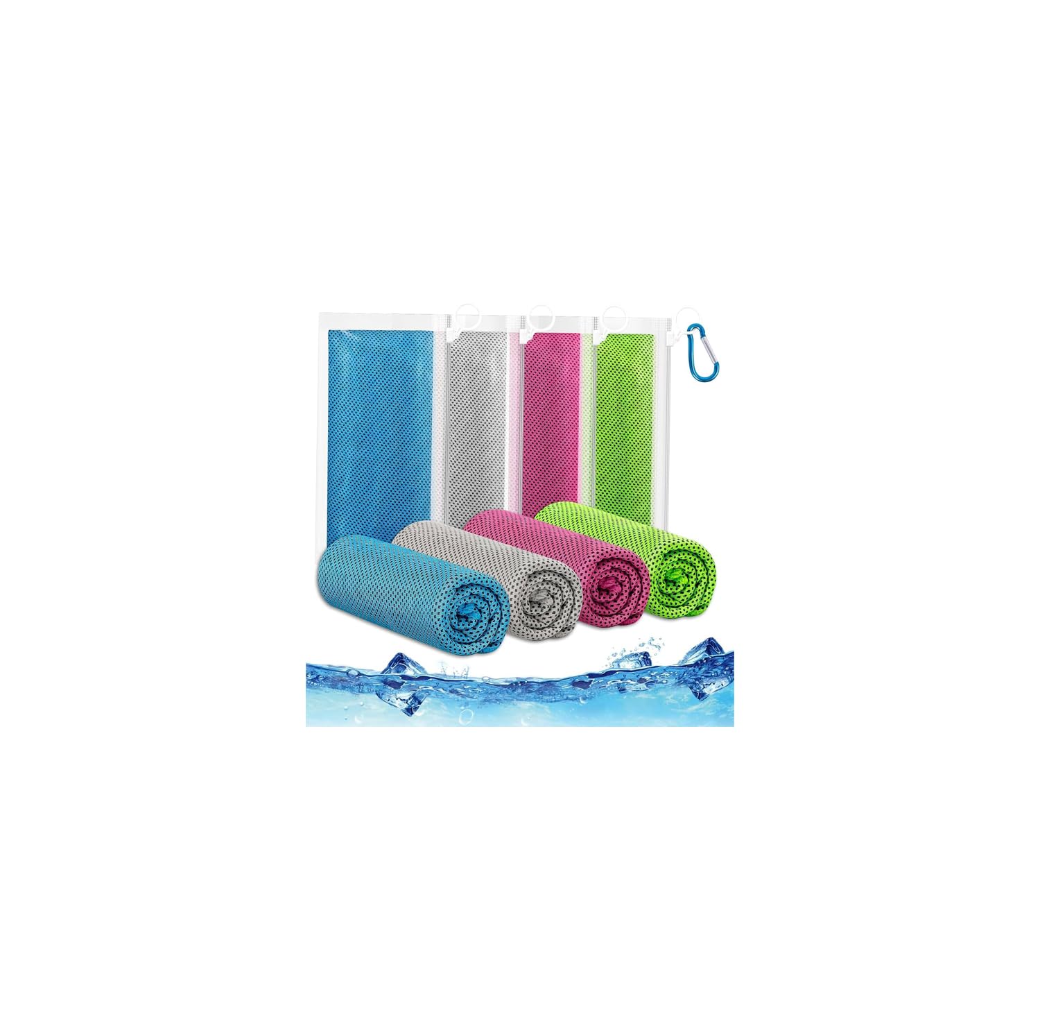 4er-Pack de Serviettes rafraîchissantes pour Cou et Visage, Bandages rafraîchissants pour Cou, Serviettes de Sport rafraîchissantes, Serviettes en Tissu Respirant et Doux pour l'entraînement