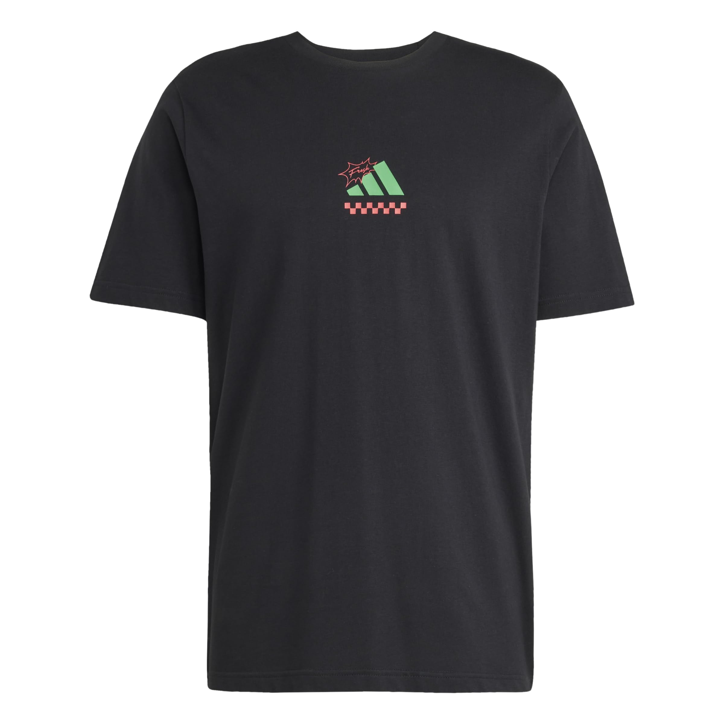 adidas Men's Three Slice Life, Pizza Back Graphic Tee, Short Sleeve, Black, XS