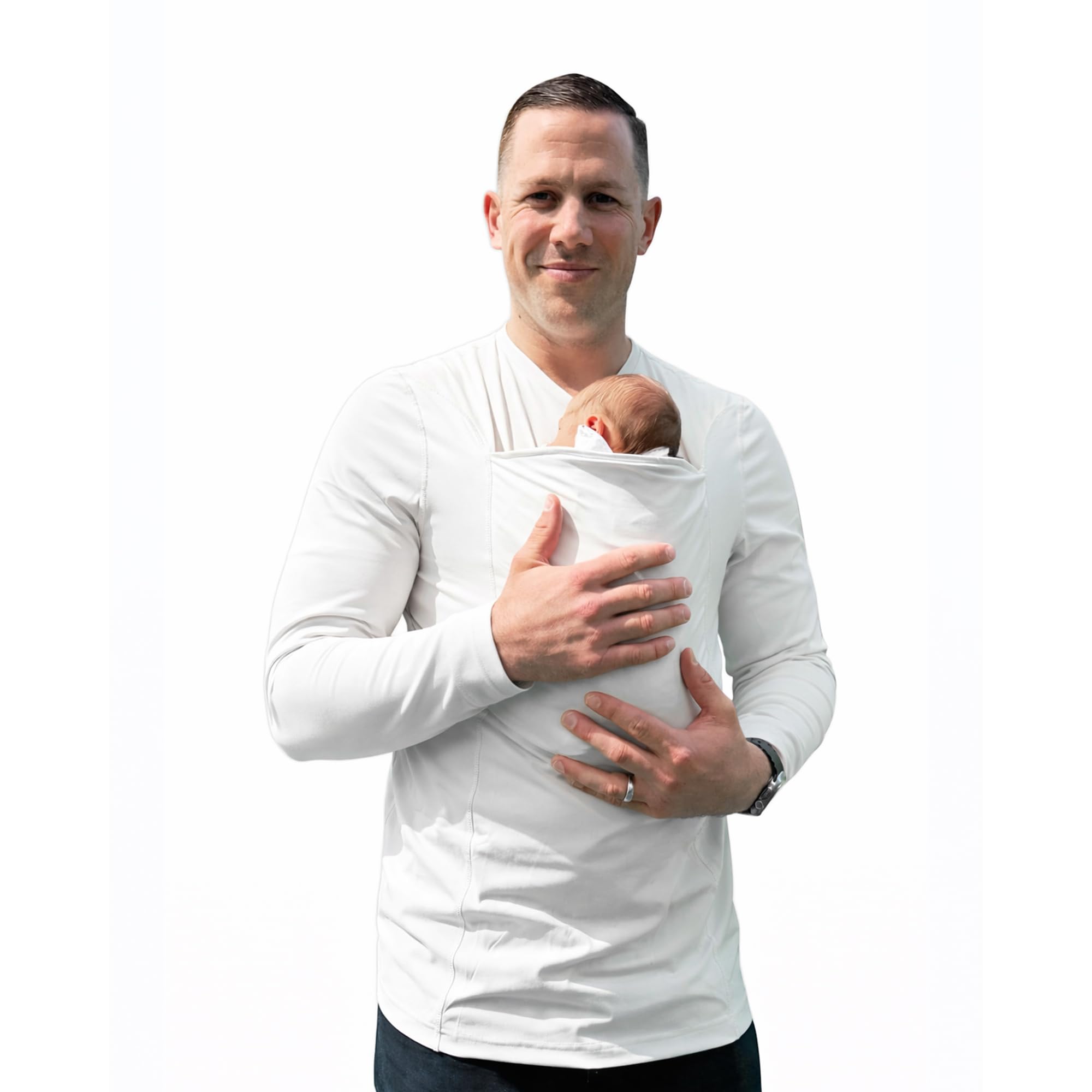 Lalabu Long-Sleeve Dad Shirt - Baby Wraps Carrier for Dad with Hand-Free Patented Pouch - Engineered for Bonding, Safety, & Comfort for Newborns Up to