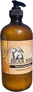 100% Grass-Fed Tallow & Raw Honey Lotion with Olive Oil, Orange & Vanilla Essential Oils