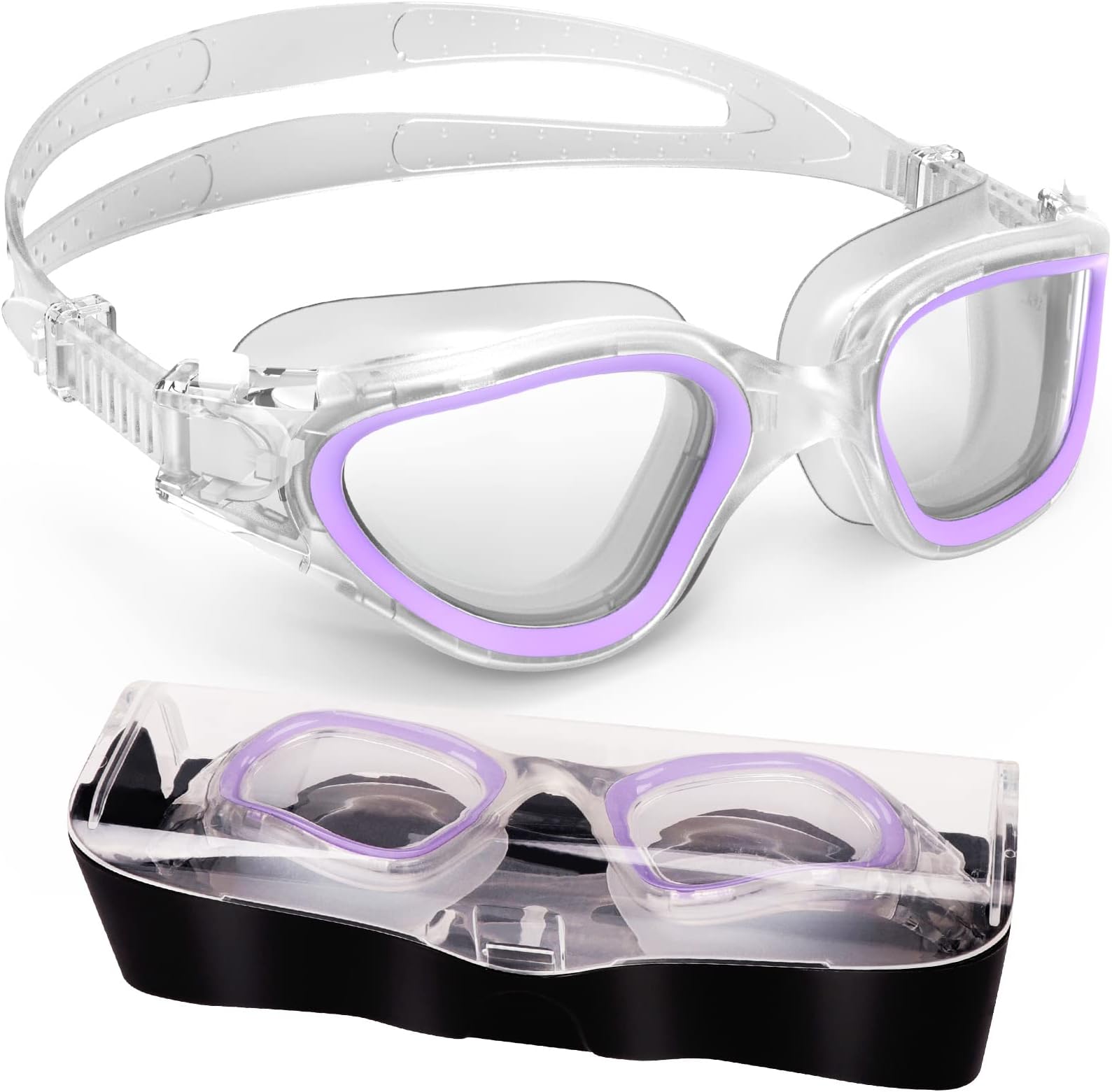 HotSracePolarized Swimming Goggles Anti Fog Anti UV No Leakage, Swim Goggles with Soft Silicone Clear Vision Easy to Adjust for Adults Men Women Teenager