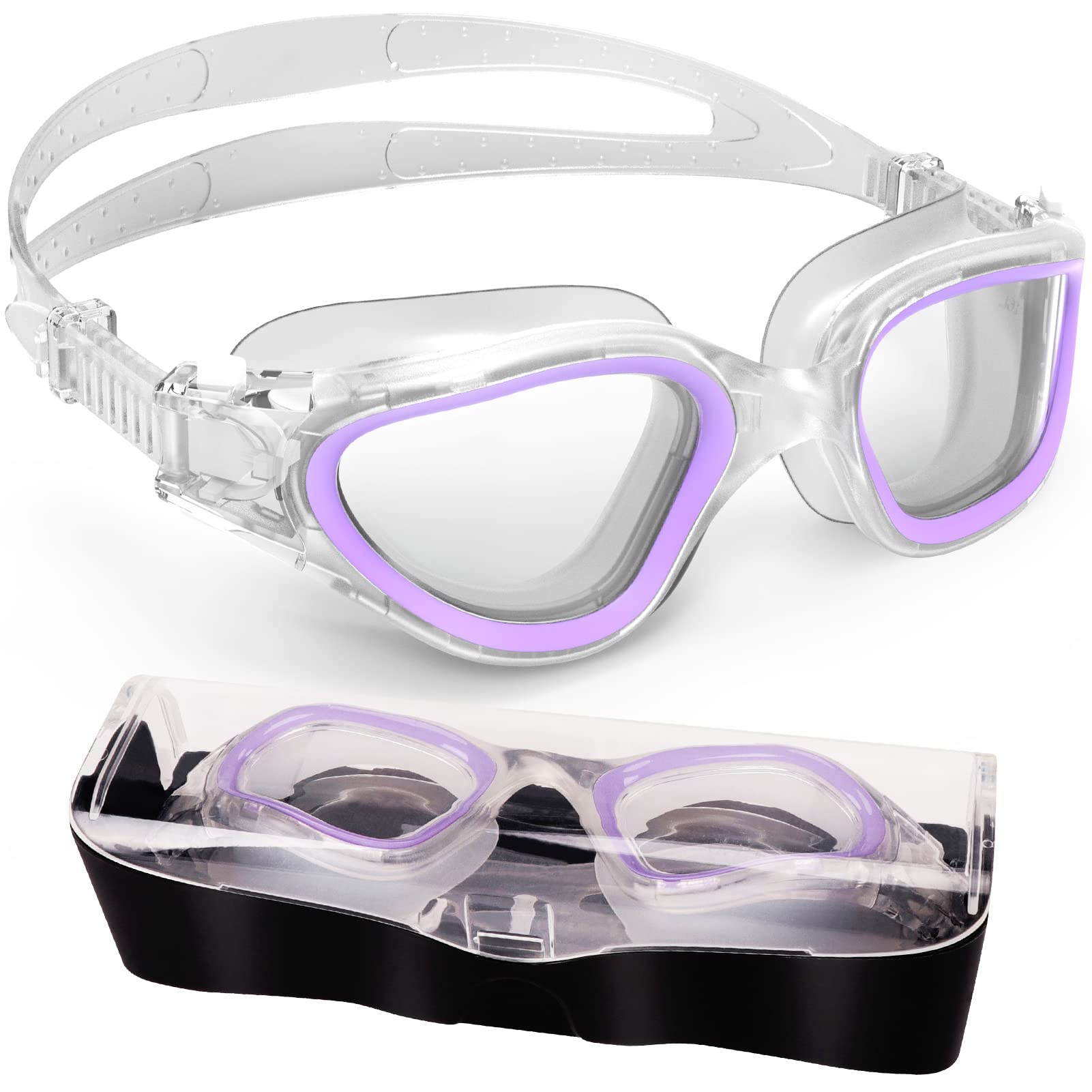 HotSracePolarized Swimming Goggles Anti Fog Anti UV No Leakage, Swim Goggles with Soft Silicone Clear Vision Easy to Adjust for Adults Men Women Teenager