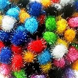 40Pcs Pompoms Glitter Sparkle Balls,10 Assorted Color Tinsel Sparkle Balls Cat Pet Toy Balls Plush Glitter Balls for DIY Crafts,Holiday Party Decorations,Christmas,Pet Cat Kittens Toy Supplies