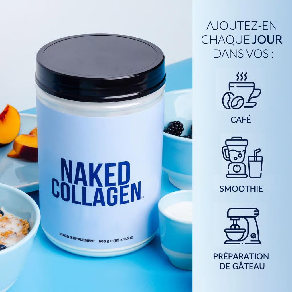 Poudre de peptides de collagène NAKED – 63 doses – Collagène hydrolysé issu de bovins élevés en pâturage et nourris à l’herbe – Sans goût – Compatible Paléo – Sans OGM – Keto – Sans gluten – 600 g