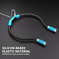 Vista 4 de LUXJET Luz de lectura de cuello y luz de libro para leer en la cama, manos libres, 6 niveles de brillo, brazos flexibles de 360°, recargable de 80