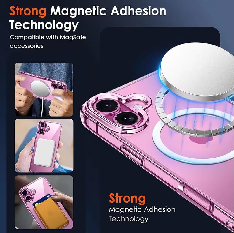 Image of REALCASE Ultra-Hybrid Back Case Cover for iPhone 16 Compatible with MagSafe | Camera Protection | Hard Crystal Clear Back | Shockproof Bumper Cover Case for iPhone 16 (PC & TPU, Transparent)