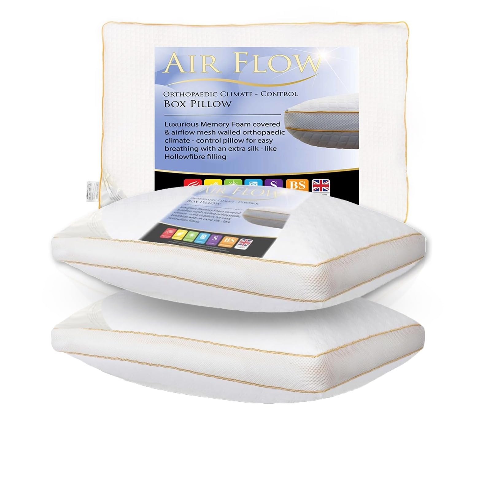 Tt Threadtrade Air Flow Orthopaedic Pillow Memory Foam Breathable 48 X 74 Cm Pack Of 2 from B&Q