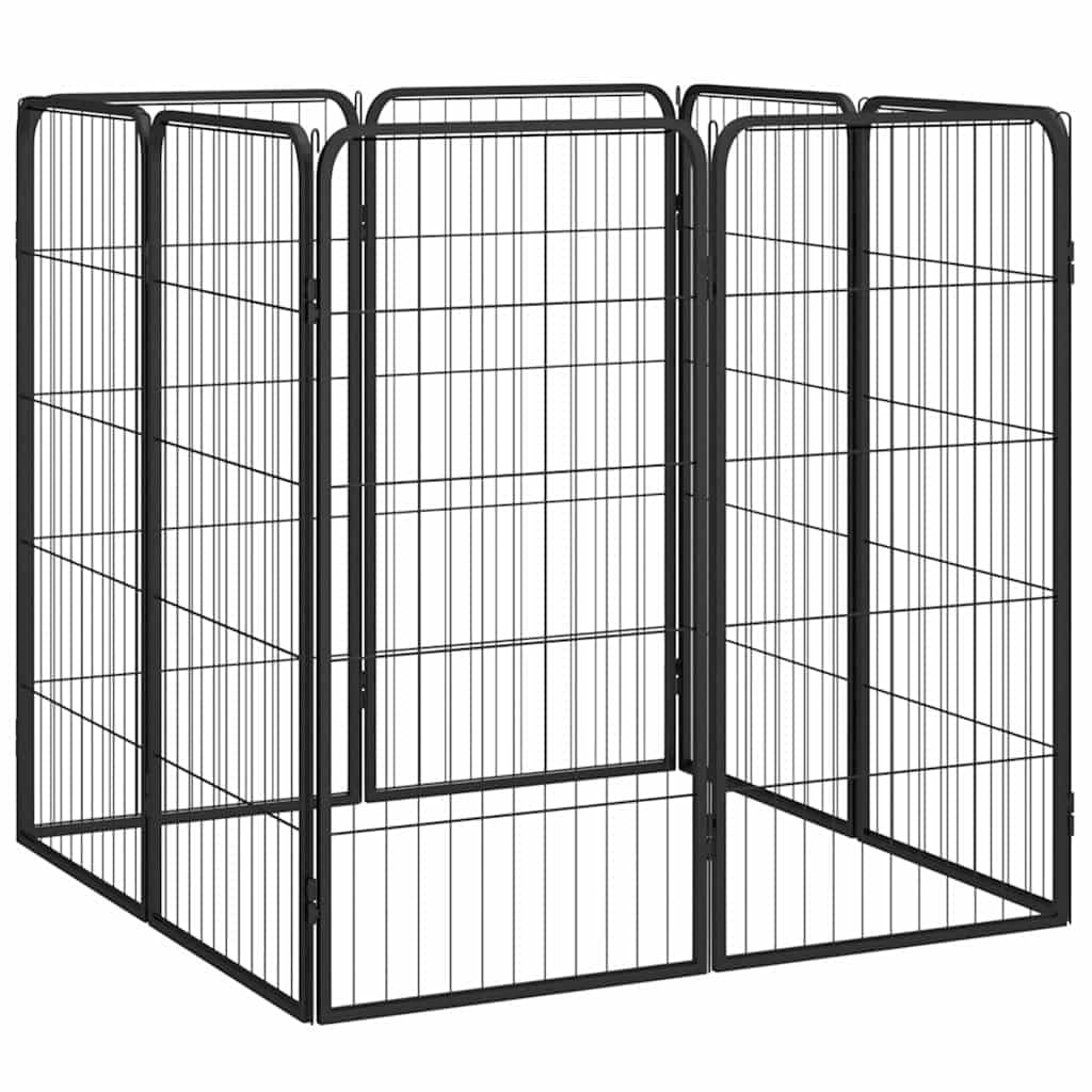 8-TLG. Hundelaufstall Schwarz 50x100 cm Stahl