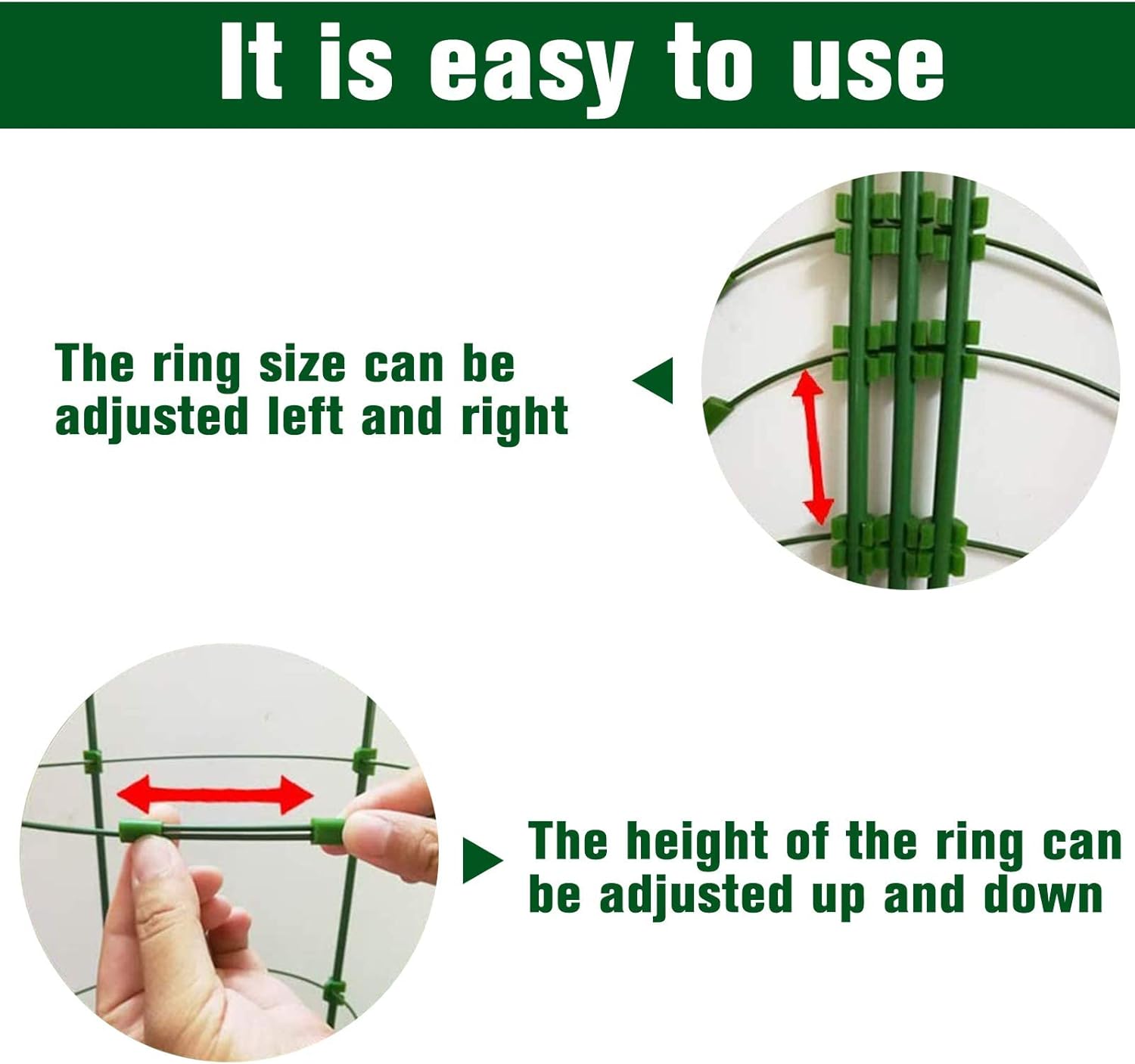 3 Packs 60CM Adjustable Plant Support Cages Tomato Cage for Garden, Cucumber Trellis Plant