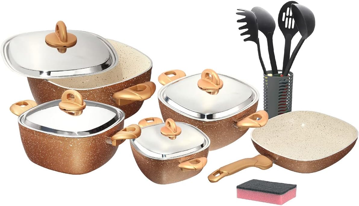 Granite cookware set of 4 pots & Frypan , Nonstick , Gold Buy Online at Best Price in Egypt