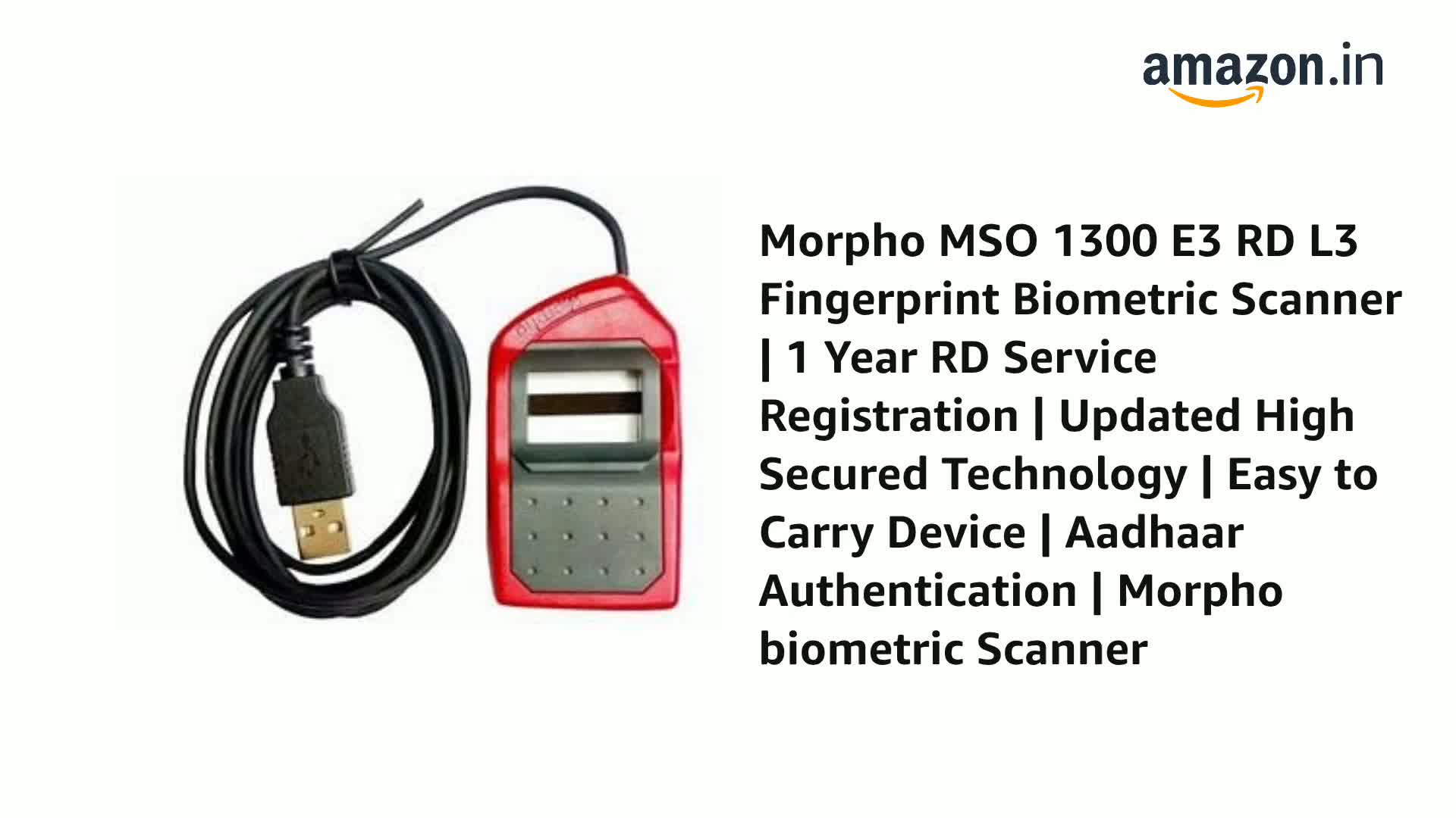 Watch Morpho MSO 1300 E3 RD L3 Fingerprint Biometric Scanner | 1 Year ...