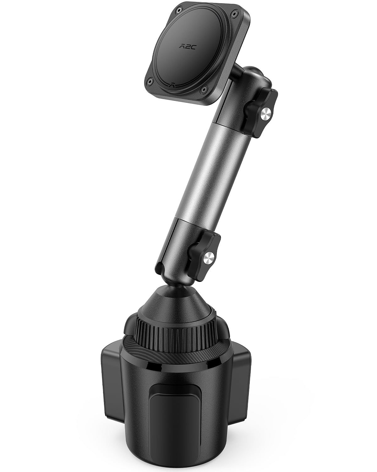 APPS2Car Soporte magnético resistente para teléfono | Brazo de aluminio | Imanes N55 de doble anillo | Se adapta a portavasos de 3 a 4 pulgadas, rótula de 20 mm | Compatible con MagSafe iPhone