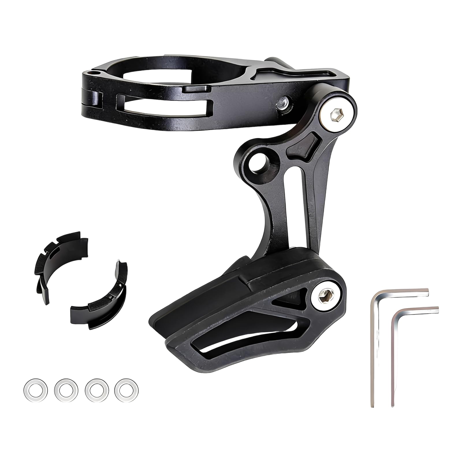 Generisch Prowadnica łańcucha ze stopu aluminium CNC i nylonu, ochrona tarczy łańcucha, do bezpośredniego montażu, lekka, kompatybilna z 27,2-34,9 mm, antykorozyjna do pojedynczego łańcucha