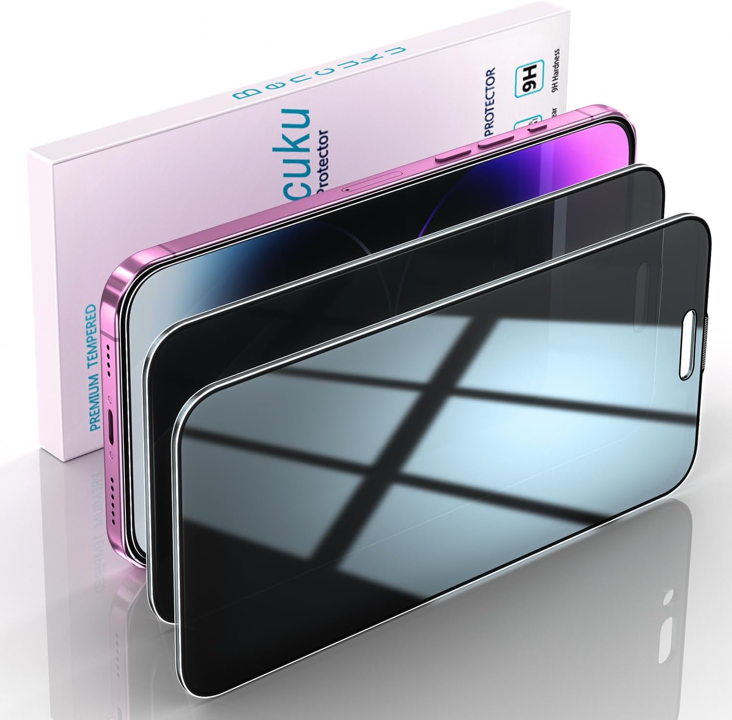 (2 Pack 360 Degree Privacy Screen Protector Designed for iPhone 16 (6.1 Inch) 4 Way Anti-Spy Tempered Glass, Anti Scratch, Case Friendly Black iPhone 16 6.1-inch