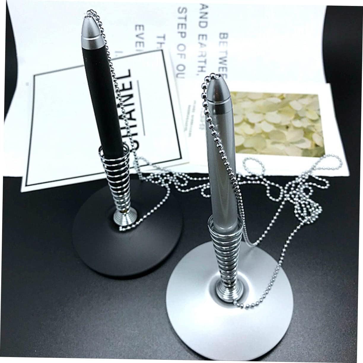 długopis, Długopis kulkowy, długopis żelowy metalowy z tuszem żelowym, łańcuszek, 7,6 x, 13 cm(Blackx2pcs)