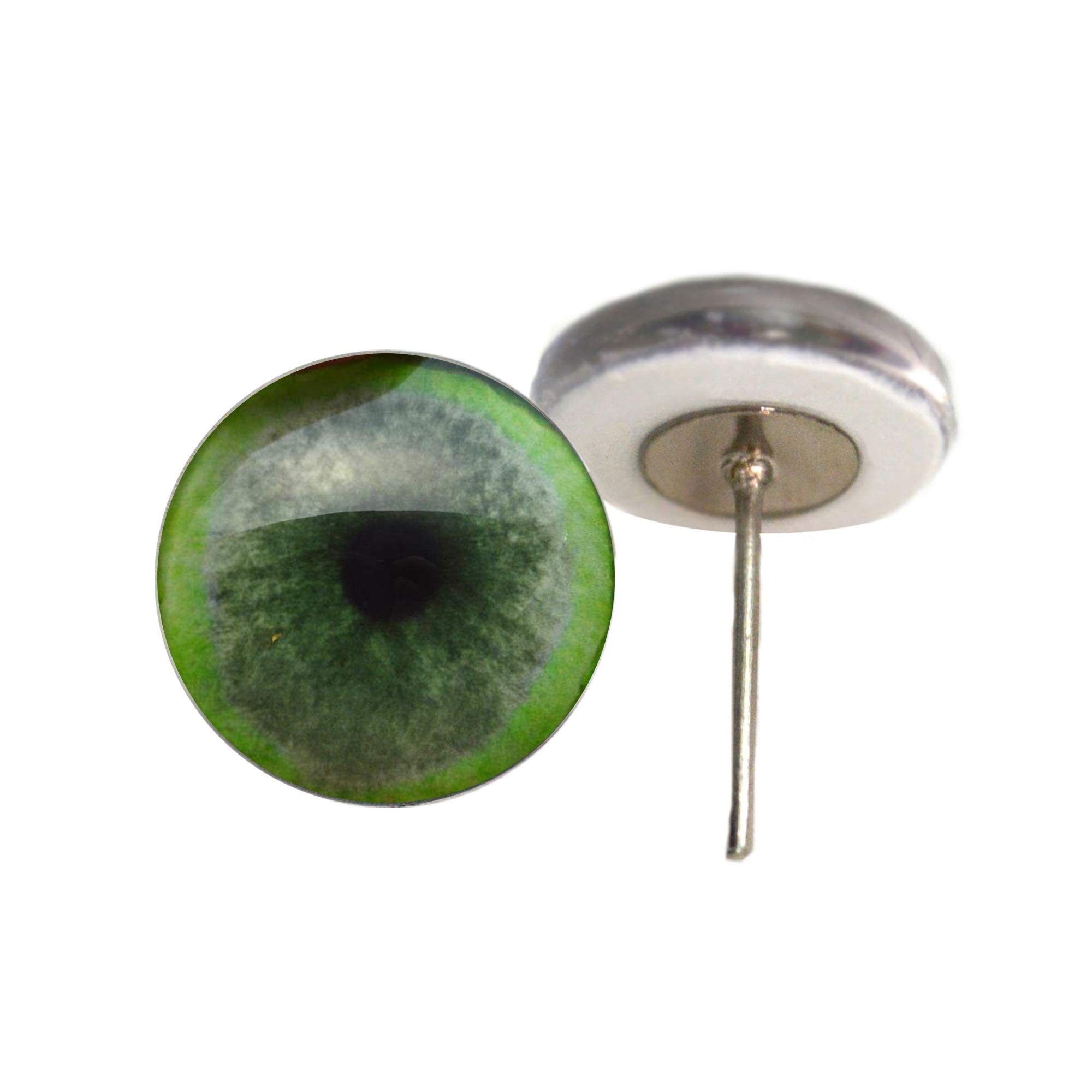 Jade Green Jaguar Glass Eyes On Wire Pin Posts for Needle Felting Doll Making Supplies and Other Crafts (14mm)