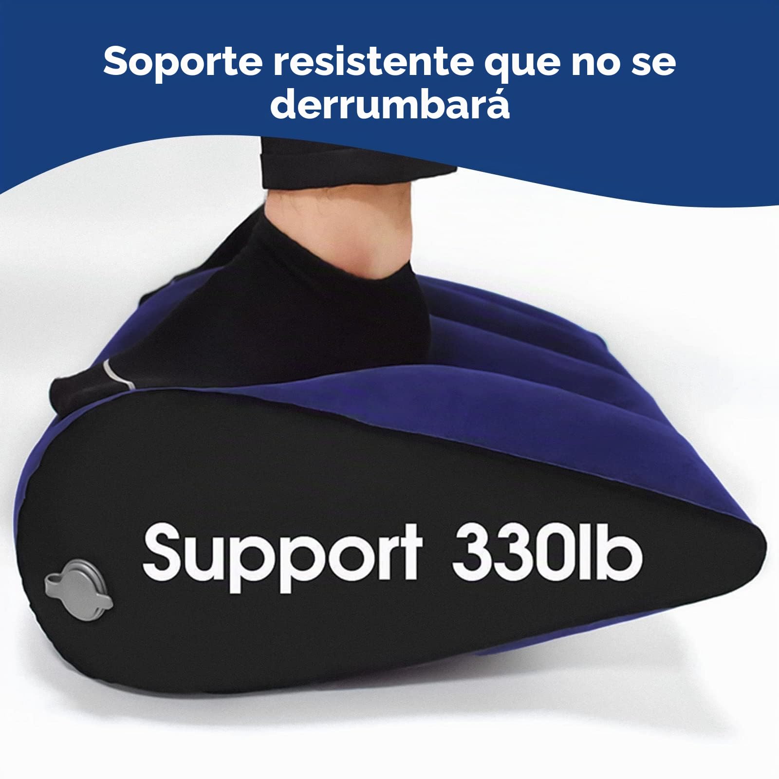 Cojín Cuña Hinchable Ajustable para Cama – Almohada Antirreflujo Adultos, Cojín Inflable para Piernas, Rodillas y Espalda, Portátil para Viaje, Playa y Camping (Azul)