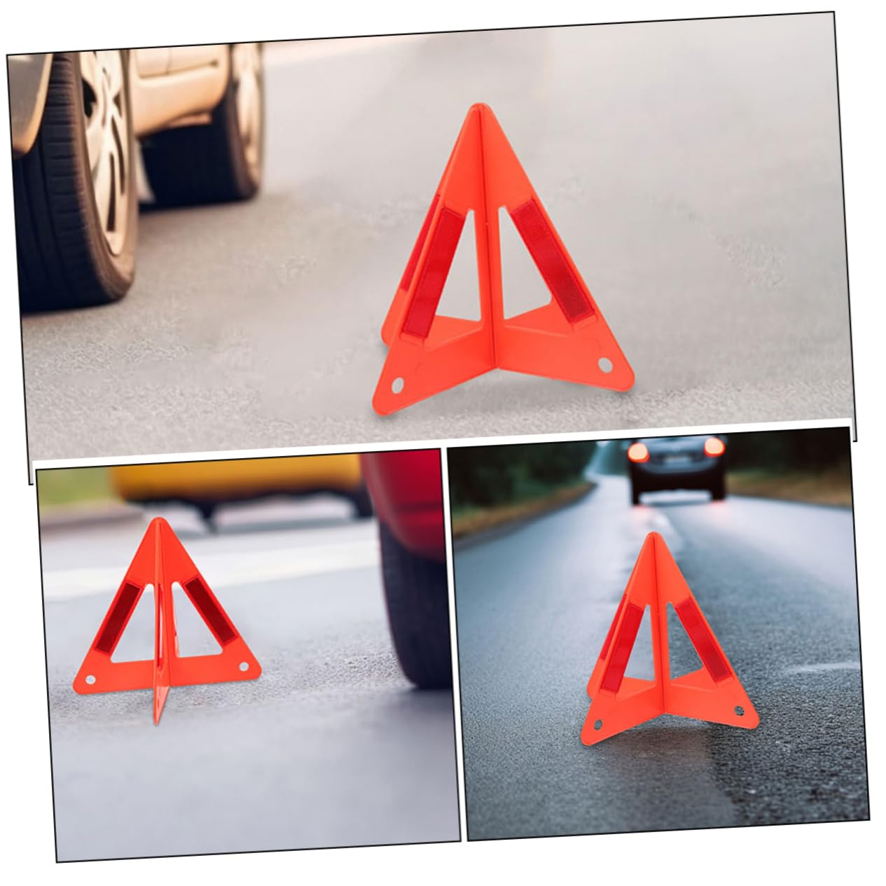 SOLUSTRE 5 Piezas Triángulos de Seguridad para Vehículos Triángulo de Emergencia para Coches Alta Visibilidad para Emergencias Carretera Fácil Instalación Aptos Tipo de Vehículos