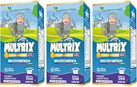 KIT 3X MULTRIX (Xarope Infantil com Vitaminas de A a Z) 120ml - Flora Nativa (120ml, Uva)
