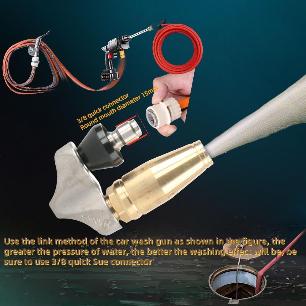 3/8Cleaning Reverse Turbo Sewer Drain Jetter Nozzle 3000 PSI for Pressure Washer sewer jetter nozzle dual turbo nozzle pressure washer sewer. jetter kit for pressure washer sewer jetter 1Pcs A