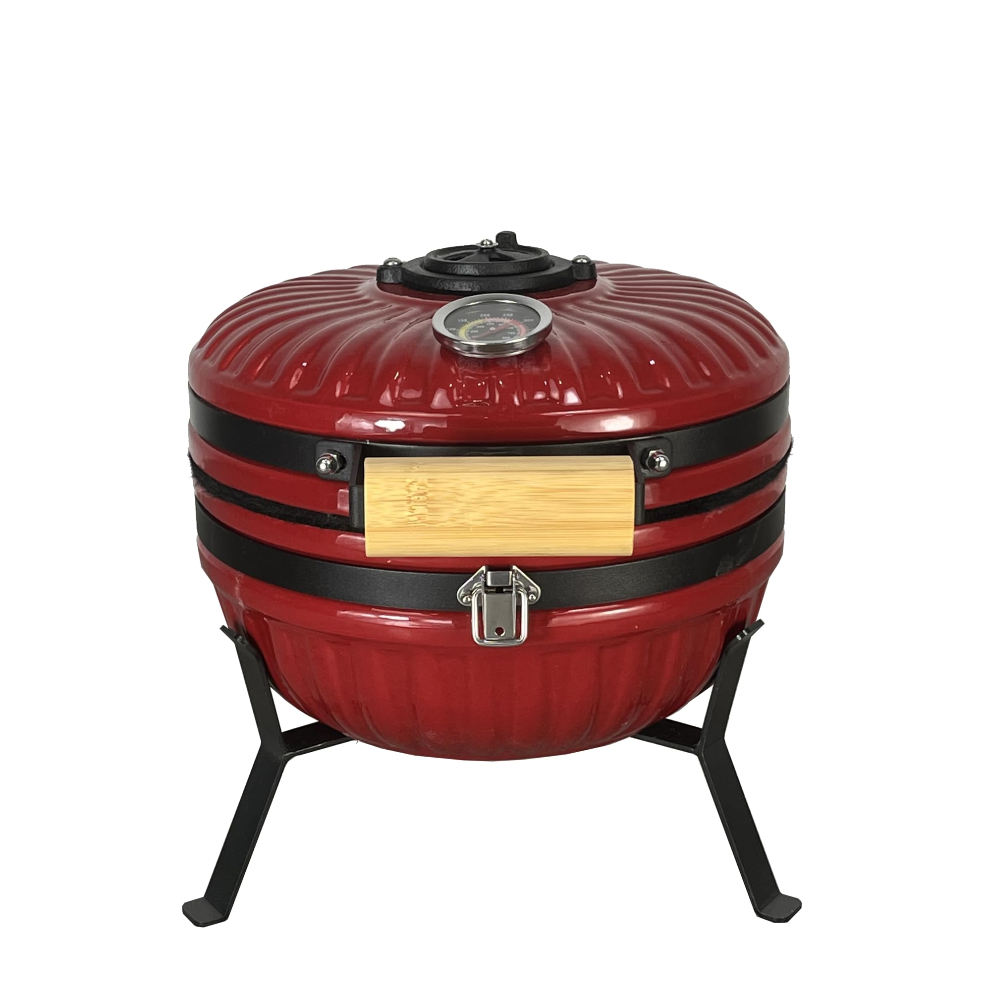 Barbecue a carbone in ceramica da 12 pollici – Smoker portatile per grigliate perfettamente, bistecche e coste, Heavy Duty Kamado Style Barbecue per backyard e campeggio – rosso